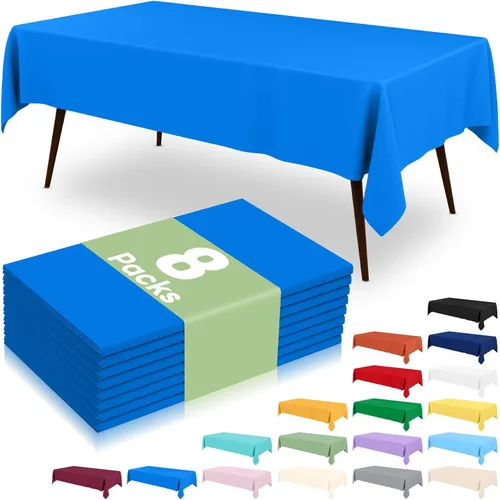 Miniatura 15 de misaya 6 paquetes de manteles de plástico desechables, 54 x 72 pulgadas mantel rectangular impermeable, cubiertas de mesa decorativas a prueba