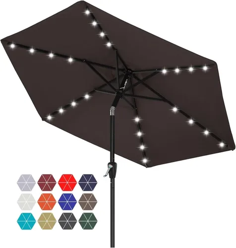 Miniatura 56 de ABCCANOPY Sombrillas solares duraderas para patio con 32 luces LED de 7.5 pies (beige claro)