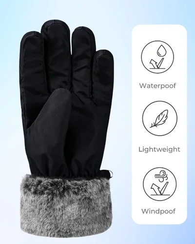 Miniatura 5 de accsa Guantes de nieve impermeables para mujer, 3M Thinsulate, cálidos y resistentes al viento, guantes de esquí para mujer