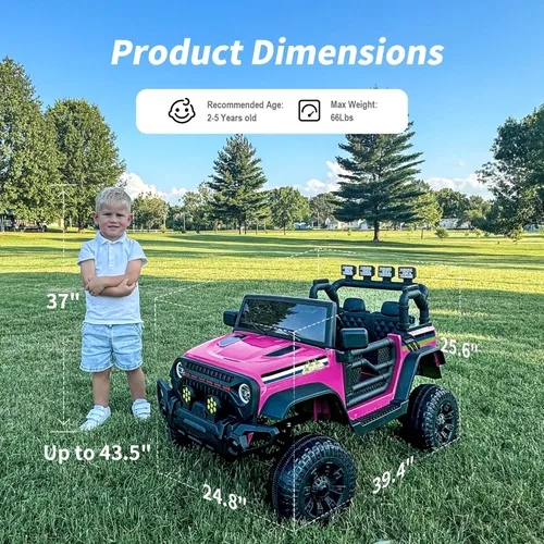 Miniatura 3 de Hikiddo - Coche eléctrico de 24 V para niños, vehículo de juguete con mando a distancia para niños de 3 a 5 años, con motor de 400 W - Rosa
