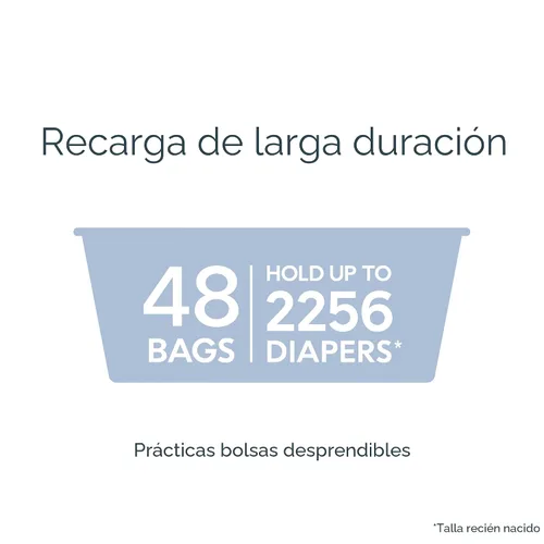 Miniatura 11 de Diaper Genie Juego de regalo exclusivo Incluye recarga fácil de rollo con 48 bolsas Capacidad para hasta 2256 pañales para recién nacidos