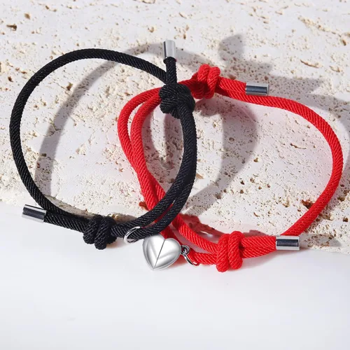 Miniatura 3 de COTATI 2 pulseras magnéticas para parejas, en forma de corazón, pulseras de amistad a juego para mujeres y hombres