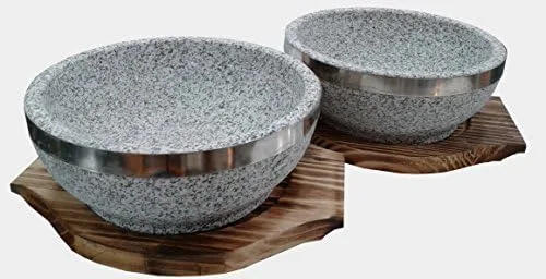 SUNRISE Kitchen Supply - Tazón de piedra natural, paquete de 2 unidades (36 onzas)