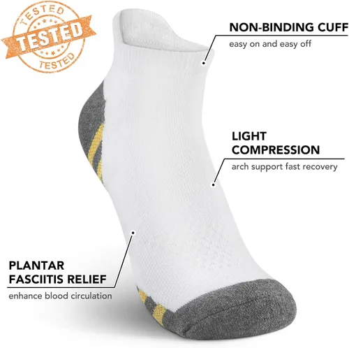 Miniatura 3 de 5 pares de calcetines de compresión de cobre para mujeres y hombres, calcetines de tobillo para fascitis plantar con soporte de arco para atletismo