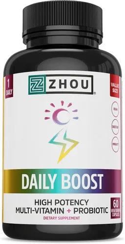 Miniatura 7 de Zhou Daily Boost - Multivitamínico probiótico para mujeres y hombres, apoyo inmunológico, antioxidante y suplemento de salud ocular con vitamina A