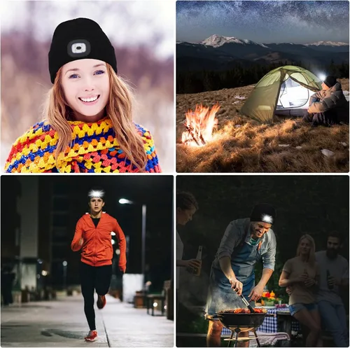 Miniatura 5 de Beanie Hat with Light Unisex LED Beanie Hat with Light USB Rechargeable Running Hat Alpine Cap Gift for Men and Women Teens