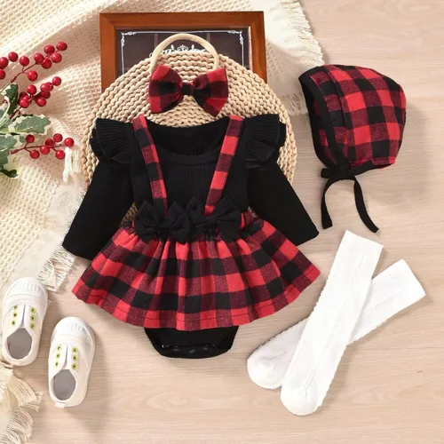 Miniatura 134 de Unutiylo Ropa de bebé recién nacida prematura con tirantes, traje de otoño e invierno, traje de manga larga con volantes