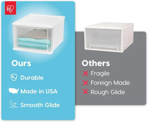 Miniatura 5 de IRIS USA, Inc. Cajón apilable de 17 cuartos de galón, paquete de 4, color blanco (129899)