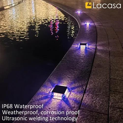 Miniatura 3 de Lacasa Luz Solar para Exteriores, Juego de 4 Piezas, 30LM, IP68 Resistente al Agua, Luz Solar de Jardín Automática de Encendido/Apagado para Paquete