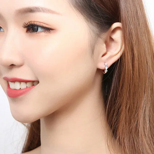 Miniatura 5 de Aretes de clip de moda, aretes colgantes de circonita cúbica con incrustaciones de corazón para mujer, joyería de boda, cumpleaños, regalo útil