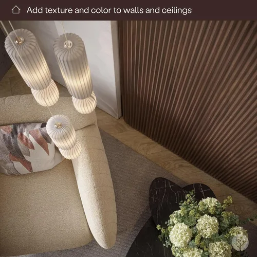 Miniatura 2 de WVH Tambour - Paneles de pared con efecto de madera estriada en zigzag laminado de nogal Paneles de pared 3D para decoración de interiores Nuez