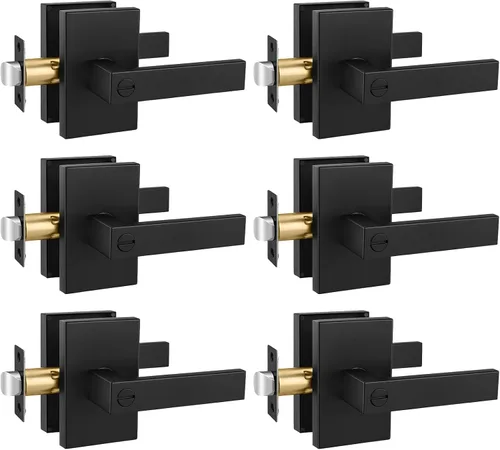 Miniatura 21 de Juego de cerraduras negras para puerta exterior, juego de cerraduras de puerta delantera con cerrojo de seguridad, juego de cerraduras cuadradas