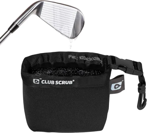 Club Scrub Bolsa de limpieza para palos de golf y pelotas de golf, forro impermeable con tecnología de cara limpia, clip desmontable, lavable a Negro