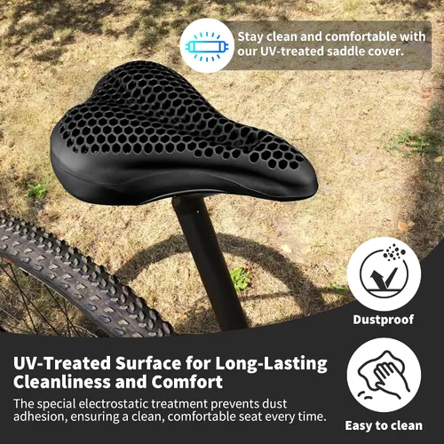 Miniatura 4 de DAWAY - Funda cómoda para asiento de bicicleta - Cojín acolchado de gel de silicona y espuma viscoelástica para asiento de bicicleta para hombres