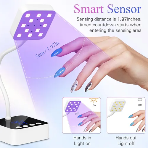 Miniatura 4 de Luz LED de uñas para uñas de gel - Mini lámpara de uñas de gel inalámbrica de 36 W, esmalte de curado flash, secadora de uñas con 4 veces y sensor