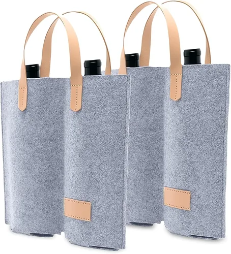 Bolsas de vino Daphilly, 2 piezas 2 botellas de fieltro de alta calidad para regalo de vino para cumpleaños, Navidad, baby shower, boda, graduación,
