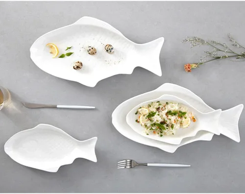 Miniatura 9 de Kichvoe Frutero de cerámica para pavo, plato de sushi, plato de pescado, plato de cerámica para servir, platos decorativos para restaurantes y hogar