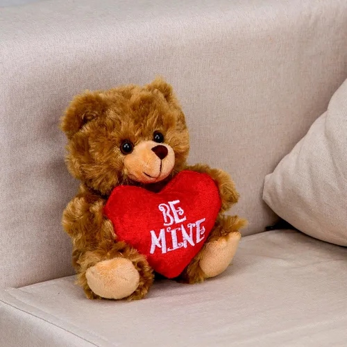 Miniatura 4 de Plushland Oso de Peluche Mocha Corazón - Sé Mío - Oso de Peluche para Niños y Adultos - Almohada de Corazón Bordado - Marrón - 6 pulgadas