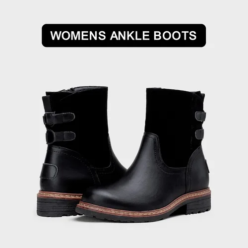 Miniatura 6 de Vepose Botines 9680 para mujer, de tacón bajo, botines de moda para mujer con cordones en la espalda y cremallera lateral