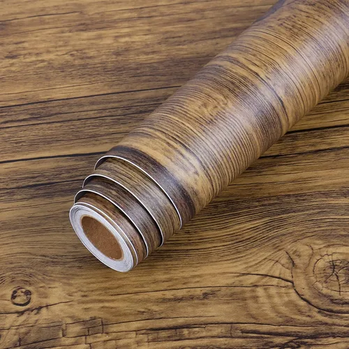 Miniatura 3 de LACHEERY Papel de contacto de grano de madera marrón rústico de 24 x 160 pulgadas, papel de contacto de madera para despegar y pegar, papel tapiz