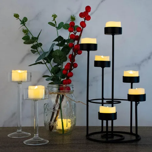 Miniatura 2 de 12 velas votivas LED parpadeantes sin llama a granel que funcionan con pilas/eléctricas, luces LED parpadeantes para té, velas falsas a granel
