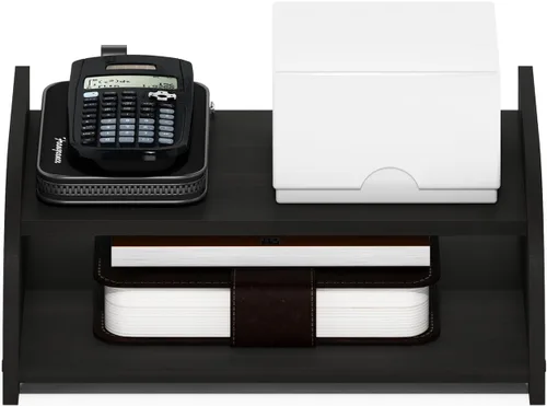 Miniatura 4 de Furinno Organizadores y accesorios de escritorio clásicos, elevador de monitor de 2 niveles, organización de oficina, estante superior de Espresso