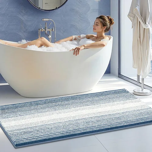Miniatura 66 de BSICPRO Tapetes de baño de felpilla, 20 x 32 pulgadas, antideslizantes, absorbentes, suaves, peludos, para baño, lavables a máquina (salvia)