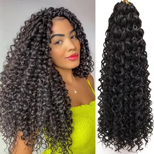 Miniatura 35 de QRHSUKA - Mechones rizados con ganchillo GoGo, cabello ondulado con ganchillo de agua para mujeres, sintético gris, trenzado bohemio, trenza de onda