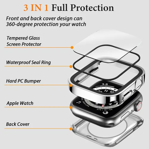 Miniatura 2 de Amizee Estuche 2 en 1 [Paquete de 2] Compatible con Apple Watch Series 9/8/ 7 de 45 mm con Protector de Pantalla Integrado, Cubierta Protectora