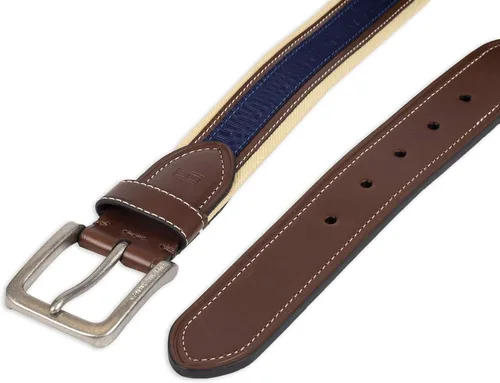 Miniatura 4 de Tommy Hilfiger - Cinturón de tela con incrustaciones de cinta para hombre, con hebilla de un solo diente
