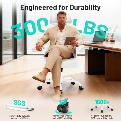 Miniatura 8 de AreShark Silla de oficina – Silla de escritorio ergonómica de malla transpirable con reposacabezas 2D y soporte lumbar ajustable – Silla ejecutiva