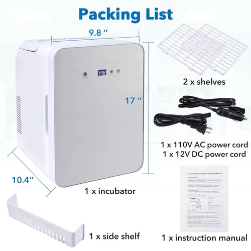 Miniatura 6 de Incubadora de 10L, incubadora de bacterias de 35-148℉, incubadora termostática de gabinete para uso general de laboratorio, placas de Petri