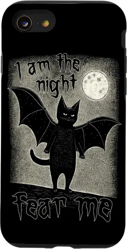 Miniatura 13 de Funda para iPhone 15 I Am The Night Fear Me Cute Black Cat Bat Punk Goth Grunge