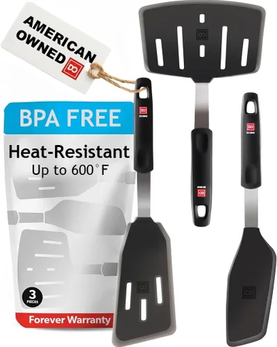 DI ORO - Espátulas para uso en la cocina, silicona resistente al calor de 600 °F, juego de espátulas giratorias para cocinar, espátulas anchas para