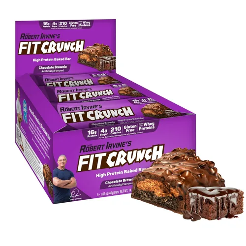 Miniatura 10 de FITCRUNCH - Barras de proteínas para aperitivo de tamaño snack, barra horneada de 6 capas, 4 g de azúcar, sin gluten y centro suave de pastel