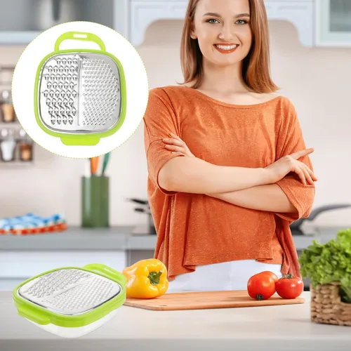 Miniatura 3 de BESTONZON Rallador de queso 2 en 1 para cocina con caja, rallador de verduras con recipiente de almacenamiento con mango
