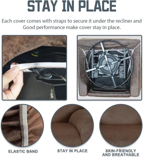 Miniatura 5 de ANARACHON Fundas para Sillas Reclinables Tipo Cuero, 4 Piezas Funda para Sillón Reclinable Lazy Boy, Protector de Muebles - Funda Suave Lavable