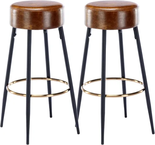 Miniatura 11 de DUHOME Juego de 2 taburetes de bar de altura de mostrador, taburetes tapizados de terciopelo para cocina, 24 pulgadas de altura con reposapiés