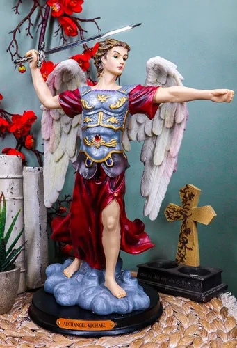 Miniatura 15 de Ebros Iglesia Católica Ortodoxa Ortodoxa Oriental Bizantina Colorido Arcángel Barachiel La Provisión de Dios Estatua con placa de nombre de latón
