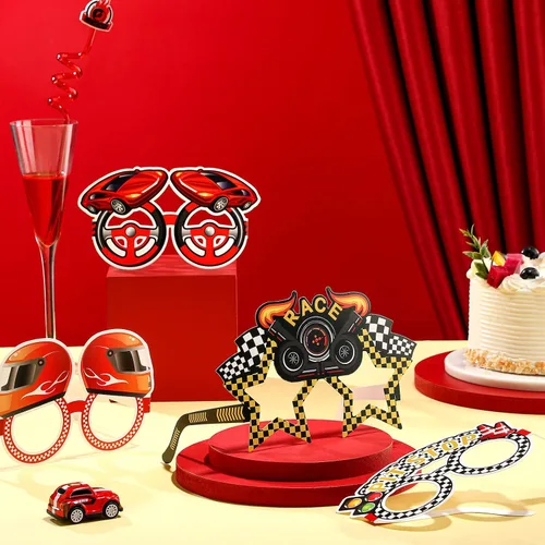 Miniatura 4 de Eersida 24 lentes de sol de carreras con temática de autos de carreras, accesorios para fotos, suministros y recuerdos para fiestas de carreras