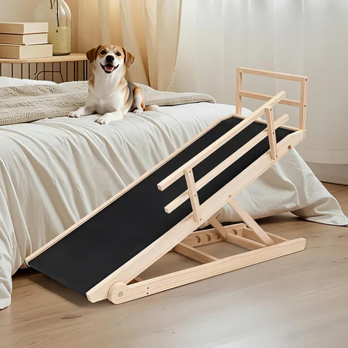 Miniatura 11 de SLSY Rampa para perros para cama, sofá y SUV, rampa plegable ajustable mejorada para mascotas con alfombrilla de goma antideslizante, 45.2 pulgadas