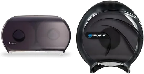 San Jamar Dispensadores de pañuelos de baño individuales de 9 pulgadas y jumbo, perla negra, 12 x 19 x 5.3 pulgadas