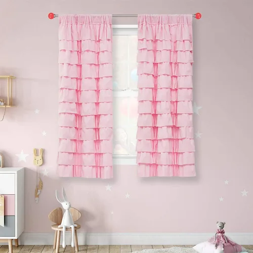 Miniatura 19 de Black Ruffle Curtains 2 Panels, 12-Layer Ruffled Window Panels, Light Filtering Shabby Chic Farmhouse Drapes for Bedroom Dorm Bathroom, Rod Pocket