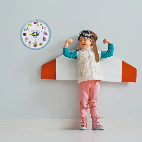 Miniatura 3 de TFA Dostmann - Reloj de pared para niños, 60.3051.20, sin tictac, fácil de aprender la hora, funciona con pilas, color turquesa