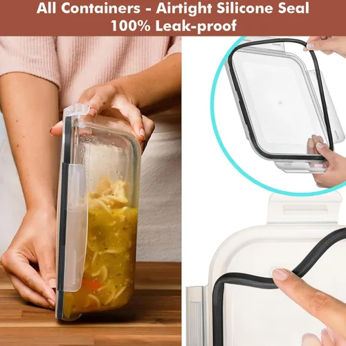 Miniatura 4 de Razab 4 PC 1860ml / 63 Oz / 8 Cups Large Glass Food Storage Containers with Lids - Glass Meal Prep Containers for Roasting & Storing Leftover, Lunch