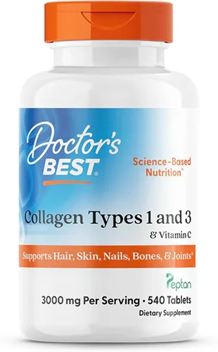 Doctor's Best Péptidos de colágeno tipo 1 y 3 – Suplemento de colágeno para mujeres y hombres, 30 mg de vitamina C y 0.11 oz de proteína por porción
