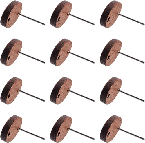 Miniatura 13 de FASHEWELRY 32 piezas de pendientes de madera para pendientes de madera de 0.59 pulgadas (0.591 in) pendientes de madera redondos planos en blanco