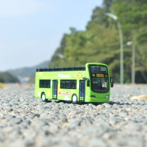 Miniatura 7 de Ailejia Autobús Urbano Turístico de Dos Pisos Modelo Autobús Descapotable Vehículos de Juguete Fundidos a Presión con Retroceso Vehículos