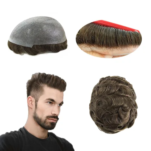 Miniatura 9 de HAIR NATURE Extensiones de pelo para hombre, tupé para hombres, sistema de reemplazo de cabello rubio, piel ultra fina de 0.001 in, unidad # 22R