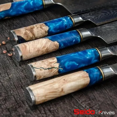Miniatura 4 de Seido Knives Juego de 7 cuchillos ejecutivos de acero Damasco con núcleo de acero japonés VG-10 Super Steel – Juego de cuchillos de cocina